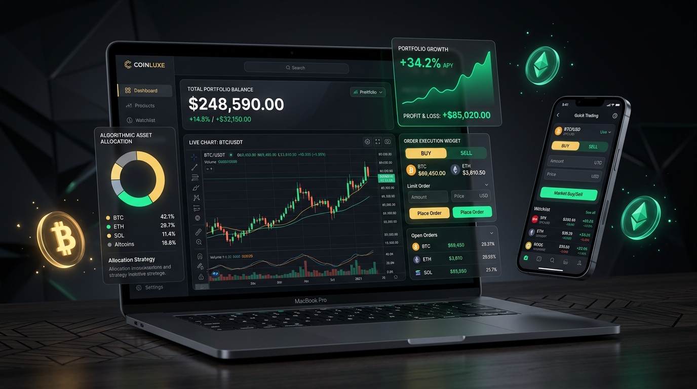 PrimeNex Multi-Device Trading Dashboard Application Mockup